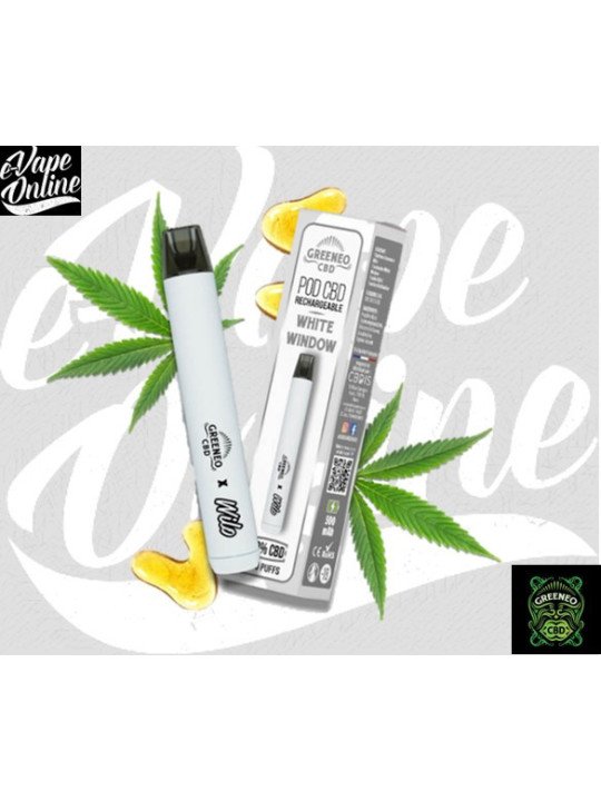 Puff - POD RECHARGEABLE WHITE WINDOW 10% CBD - Greeneo - e-vapeonline.com